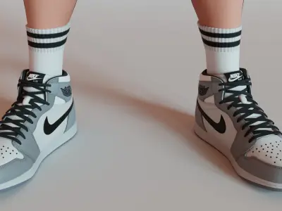 Chibi with Shirt Black shorts Snecker Gray Style Street Fashion Low-poly 3D model