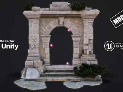 Medieval Arch game ready 3d model Low-poly 3D model