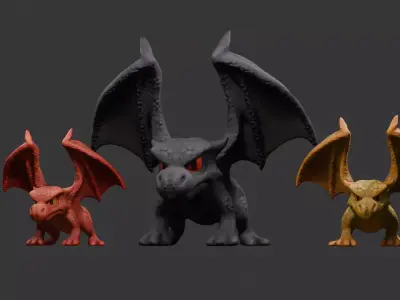 Stylized Dragon 3D Model  Game Ready with 3 Texture Variations Low-poly 3D model