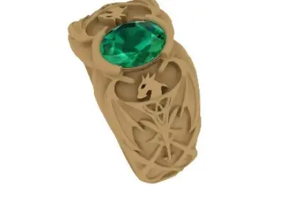 Anillo  con dragones celtas esmeralda 3D print model
