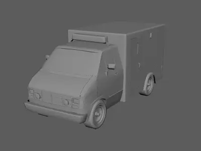 Dodge Ram Ambulance Van Low-poly 3D model