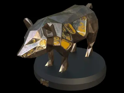 Steampunk Pig Low-poly 3D model