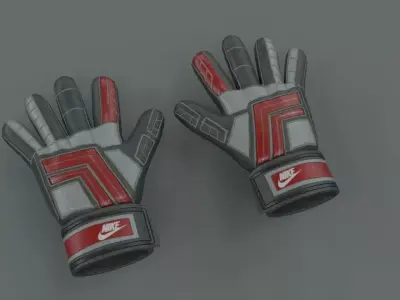 Gloves 3D Soccer Futbol LowPoly HighPoly Low-poly 3D model