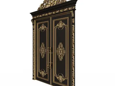 Carved Door Classic 01401 Black Low-poly 3D model