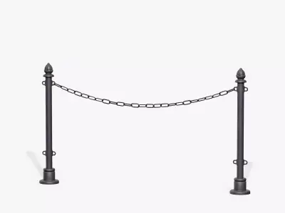 Chain Barrier B Low-poly 3D model