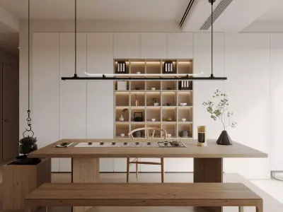 Modern living room dining room interior scenes 297 3D model