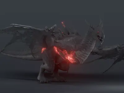 Disaster dragon - rigged blender model Low-poly 3D model