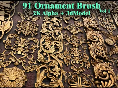 91 Ornament Brush Alpha 3dmodel Vol 1 3D model