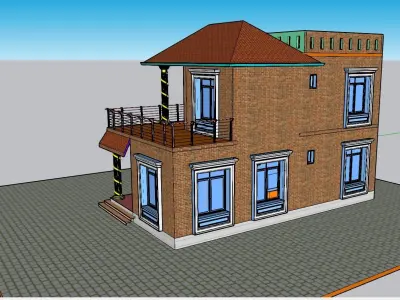 3bedroom small Family House plan Low-poly 3D model