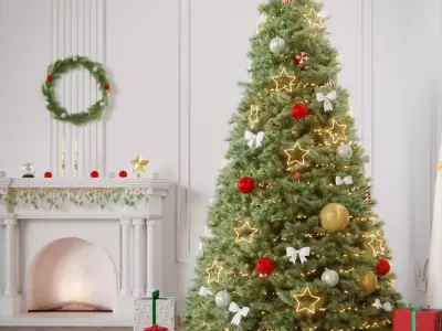 Christmas Tree 3d Scene Low-poly 3D model