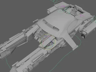 All 3 Sci-fi Vehicles Hover Bike Car 3D Model Rigged Low-poly 3D model