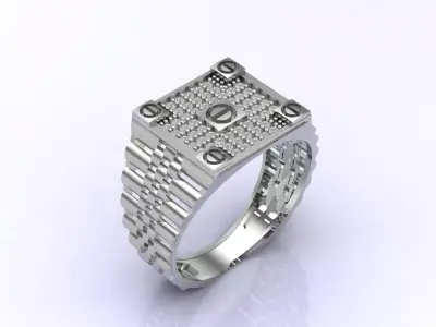 Print Ready STL 3DM  Gents Rings Diamond Men Ring  3D print model 201