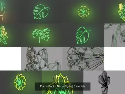 Plants Pack - Neon Signs 3D Model Collection