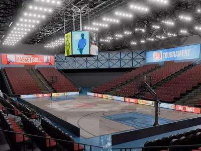 VR Basketball Court Low-poly 3D model