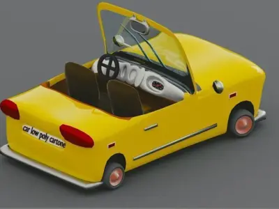 low poly cartoon car  Free low-poly 3D model