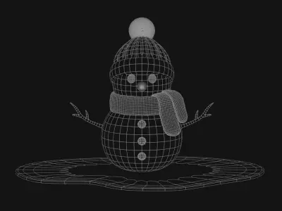 Snow man 3d model Low-poly 3D model