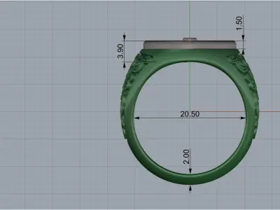 ring with Kolovrat and diamond 3D print model
