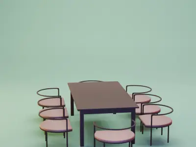 Luxury interior Table and Chair - Aries Free 3D model