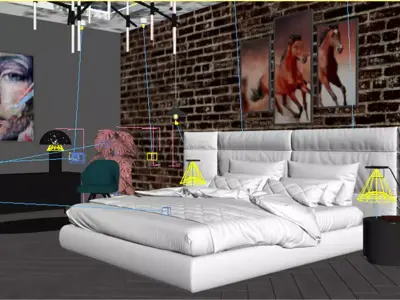 Industrial Bed Room 3D model 3D model