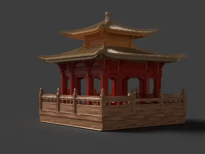 Chinese ancient pavilion figure  3D model