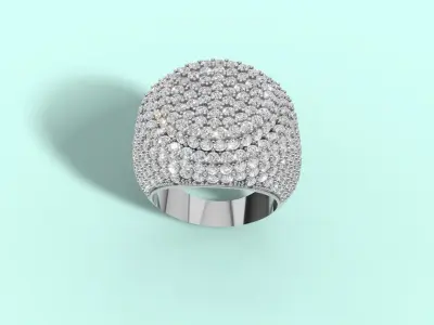 silver diamond ring  3D print model