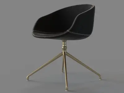 Swivel Chair Antique Brass 3D model