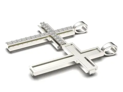 G0483 two cross pendants with diamonds 3D print model