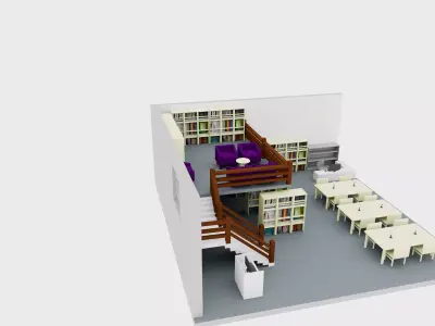  3D Library Interior Realistic Architectural Visualization 3D model