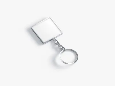 White Square Keychain - key tag holder Low-poly 3D model