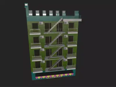 3D Front Of Apartment Model With Texture - High Poly Low-poly 3D model