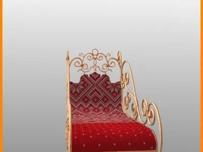 Sleigh ornate chair with cushion 3D model