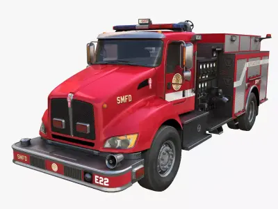 Kenworth T370 Firetruck Low-poly 3D model