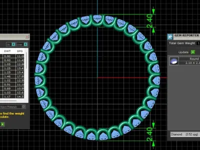 U Shaped Eternity Ring 2 point 1 mm stone size swiss 20 and EU60 3D print model
