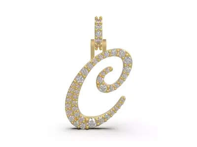 Initial Letter C Necklace Pendant Alphabet Pendant 3D print model