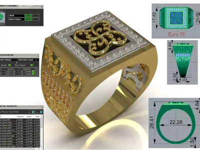 Men Signet Ring with Celtic Knot Motif model mr0323 3D print model