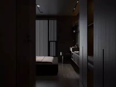 3D model of modern bedroom bathroom suite design 3D model