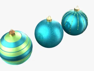 Christmas Tree Ornament Set2 - Turquoise Green  Low-poly 3D model