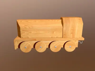 Wooden Toy Train - Engine 002 Low-poly 3D model