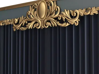 Cornice Classic Curtain 016 Low-poly 3D model