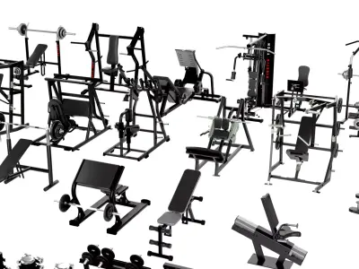 Ultimate 3D Gym Equipment Mega Pack Low-poly 3D model