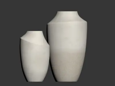 Slope White Ceramic Vase 3D model