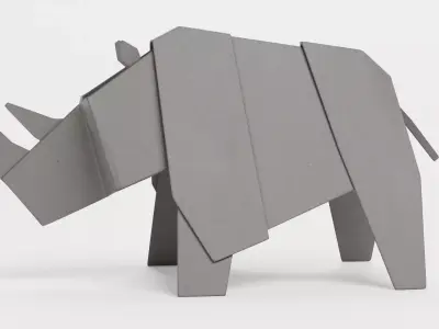Paper Rhino Low-poly 3D model