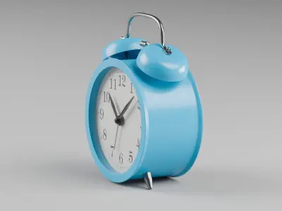 Retro alarm clock Blue Low-poly 3D model