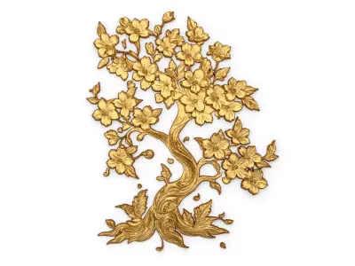 decor set wall panel wall tree relief mural CNC 50 3D model purchase