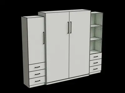 White Cabinet Wall Bed 3D model