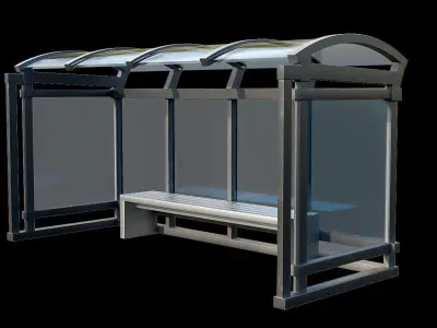 Game Ready Bus Stop 8 Low-poly 3D model