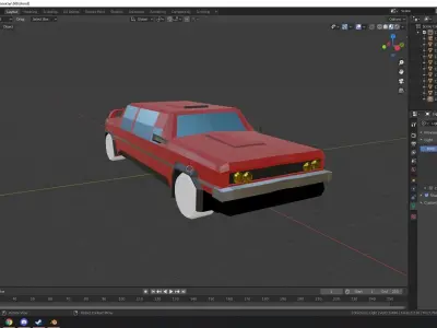 red muscle car low poly Low-poly 3D model