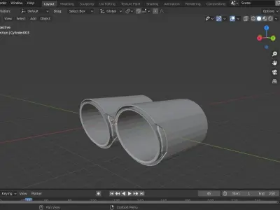 Dual Carbon Exhaust Pipe for Tuned Cars Low-poly 3D model