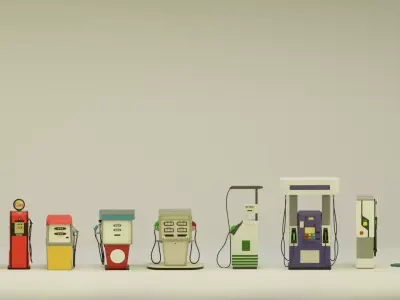 Gas Pump Pack - 9 Different Years 3D model