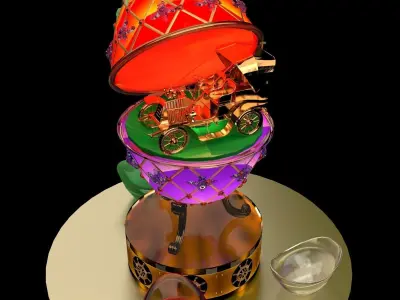 Chinese Gold Ingot with old car 3D model